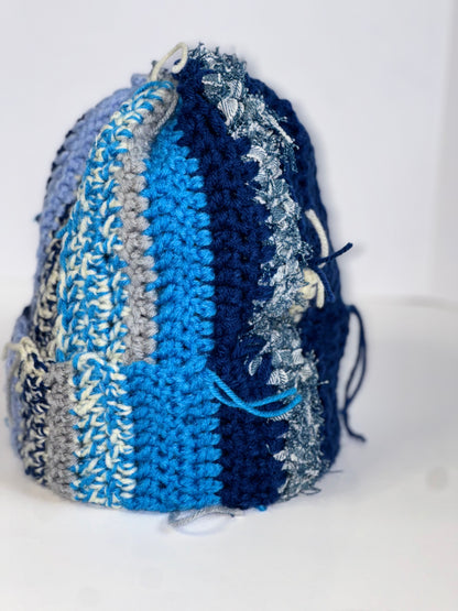 Hues of Blue Scrap Yarn Beanie